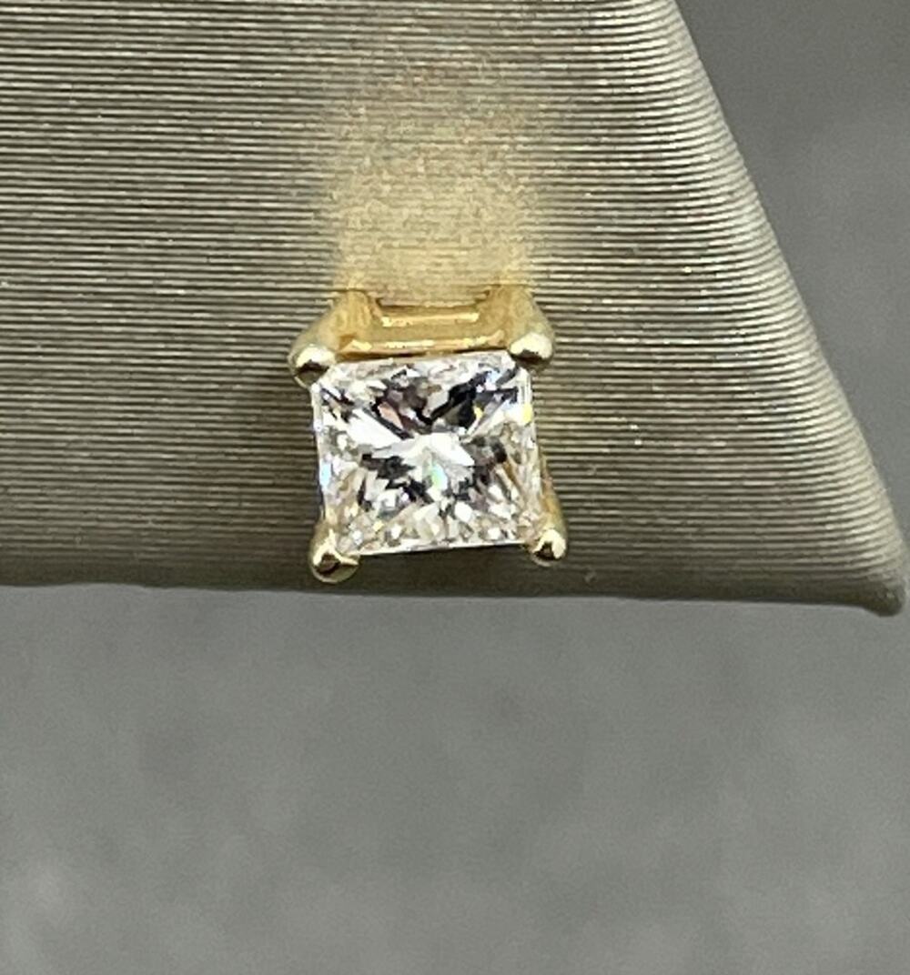 14K Yellow Gold Princess Cut Single Stud Earring (27399)